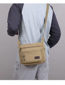 Freizeittasche für Herren aus Canvas, Umhängetasche mit vielen Fächern und breitem Gurt.