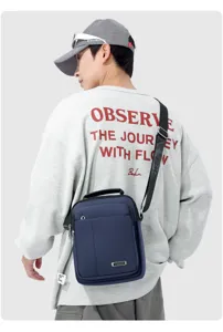 Vielseitige vertikale Herren Umhängetasche lässige Schultertasche mit vielen Fächern.