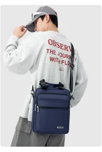 Herren vertikale Umhaengetasche Business Freizeit Oxford Schultertasche Multi-Fächer prakt.