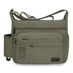 Herren Retro Canvas Umhängetasche Große Kapazität Multi-Taschen Schultertasche Für Lässige Reisen Täglich Haltbare Arbeit Satchel