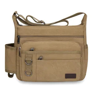 Herren Retro Canvas Umhängetasche lässige Mehrschicht Messenger Tasche große Kapazität.