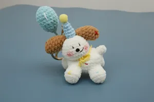 Handmade crochet puppy bag charm cute knitted balloon dog pendant birthday gift decor