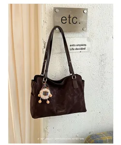 Koreaanse retro grote capaciteit vrouwen shopper schoudertas, elegante herfst handtas.