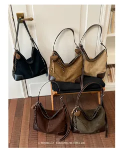 Minimalistische retro suède schoudertas casual slanke handtas voor dagelijks gebruik