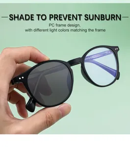 Men oval photochromic sunglasses fashion UV protection eyewear with PC frame for outdoor use.