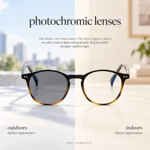Photochromic sunglasses for men with stylish oval frame and UV protection lenses for outdoor.