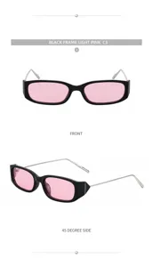 Lunettes de soleil carrées tendance à monture noire et verres roses pour look streetwear stylé.