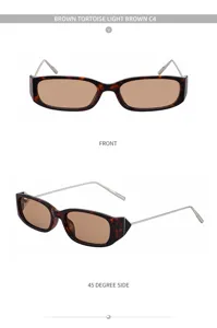 Lunettes de soleil rectangulaires rétro étroites pour hommes et femmes, monture écaille UV.