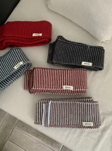 Mujer invierno bufanda de punto a rayas acogedora moda caliente cuello estilo diario