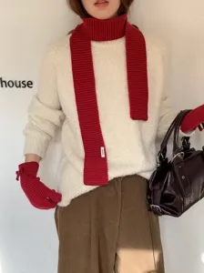 Mujer otoño invierno bufanda de punto guantes conjunto accesorios cálidos elegantes casual