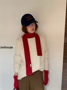 Mujer otoño invierno bufanda y guantes de punto conjunto acogedor versátil elegante.