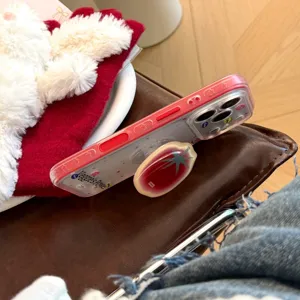 Coque de téléphone étoiles colorées graffiti avec support tomate housse transparente pour iPhone