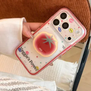 Jolie coque de téléphone support tomate avec design d'étoiles coque de protection pour iPhone.