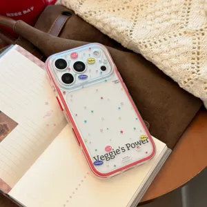Coque de protection transparente avec motif d'étoiles colorées et design élégant.