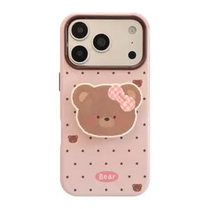 Schattig bruine beer strik siliconen telefoonhoesje voor Apple iPhone, zachte beschermhoes.