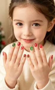 Autocollants d'ongles de Noël pour enfants renne flocon de neige étanche fête faux ongles