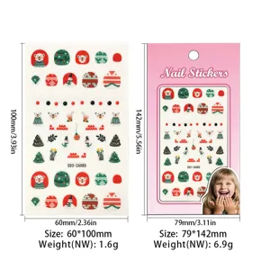 Noël autocollants d'ongles pour enfants, motifs de dessins animés mignons, tatouages étanches.