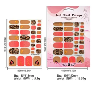 Wraps d'ongles en gel motif léopard et cœur, rose poudré, autocollants faciles pour les orteils.