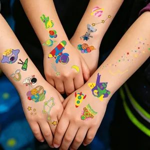Tatouages temporaires spatiaux pour enfants imperméables astronaute planète mignon