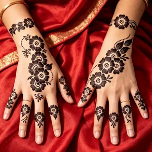 Pochoirs Tatouage Henne Indien Fete de Mariee Main Rose Fleurs Modele Creux Autocollant Art