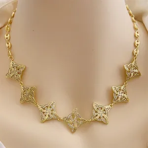 Copper 18K gold plated zircon witch knot pig nose necklace retro luxury jewelry for women.