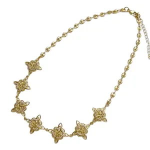 18k gold plated copper zircon witch knot pig nose necklace retro handmade jewelry main image