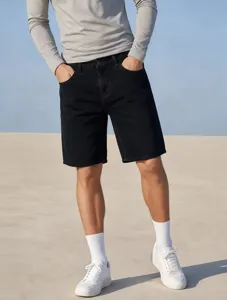 Short en denim noir pour homme décontracté droit streetwear short d'été pour homme.