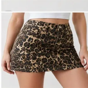 Leopard print denim mini skirt sexy high waist A-line bodycon short skirt for women fashion