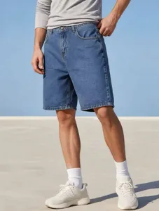 Short en jean ample et decontracté pour homme jambes droites vêtements d'été basiques unie