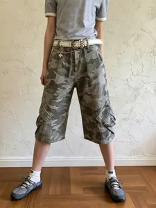 Loose casual camo cargo low waist denim capris for women summer street style fashion trendy