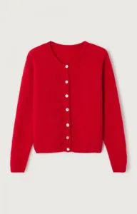 Women red knit cardigan sweater casual long sleeve button down sweater daily wear apparel