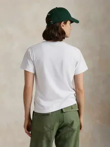 Classic white crewneck short sleeve t-shirt for women, minimalist basic casual top main view.