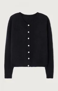 Women v-neck knit cardigan sweater long sleeve button down soft texture solid color autumn top