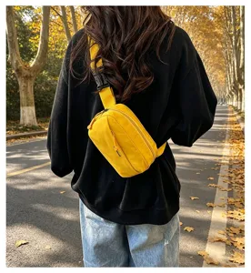 Women casual yellow crossbody bag lightweight outdoor sports running fanny pack phone purse