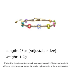 Braccialetto amicizia margherita perle intrecciate fatte a mano stile boho regolabile