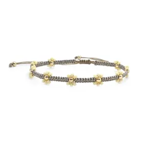 Bracciale margherita intrecciato a mano boho con perline e cordoncino regolabile chic.