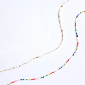 Stile bohémien delicata perla di rocaille multicolore e perla naturale collana fine.