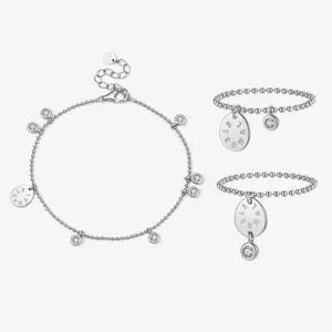 Bracelet et bague pendentif lettre en argent sterling S925 zircon pour femmes