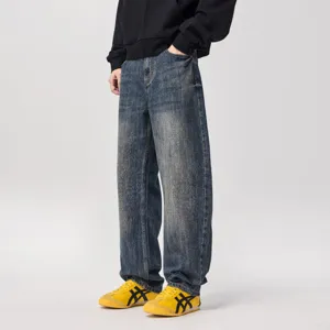 Jeans da uomo stile vintage americano slavato gamba larga larghi vista principale