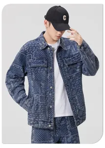 Veste en jean paisley vintage pour homme streetwear américain veste en denim ample.