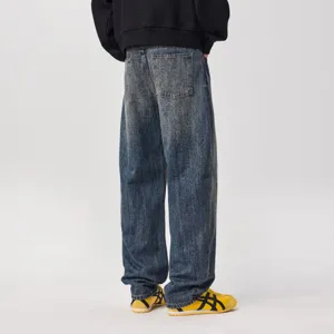 Jeans baggy vintage slavati da uomo, pantaloni in denim stile streetwear americano.