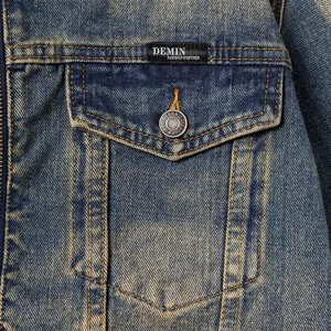 Veste en jean grise vintage pour homme streetwear rétro ample vêtement de travail