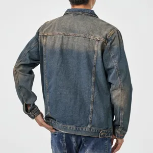 Herren Vintage Washed Denim Jacke, Retro Streetwear lose casual Oberbekleidung Frühling.