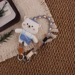 Süßer Cartoon Bär Plüsch Handyband geflochtener Schlüsselanhänger Taschenschmuck Detail