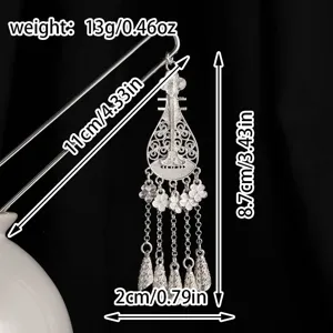 Horquilla de plata Miao étnica retro china borla larga accesorio de joyería tradicional