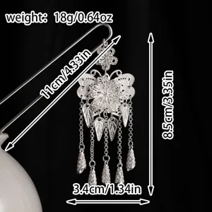 Horquilla para el pelo Miao flor mariposa vintage china borla multi vista de detalle specs