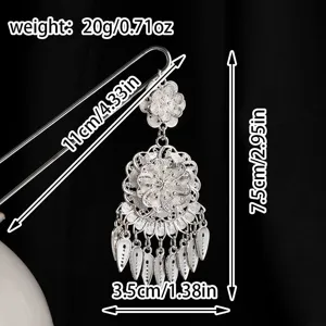Horquilla de pelo plateada retro Miao estilo chino borla vintage accesorio Hanfu