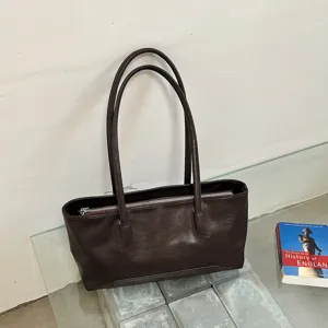 Minimalistische Koreanische PU Leder Unterarmtasche Damen Mode Pendeln Umhängetasche Einfarbig Tote Handtasche Alltag