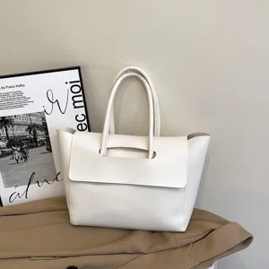 Mujeres Gran Capacidad Cuero PU Bolso Tote Retro Minimalista Bolso Bandolera Commuter Bolso Casual Chic Suave Bolso de Trabajo