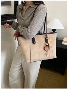 Dames suède shopper tas grote capaciteit vintage herfst commuter schoudertas chic